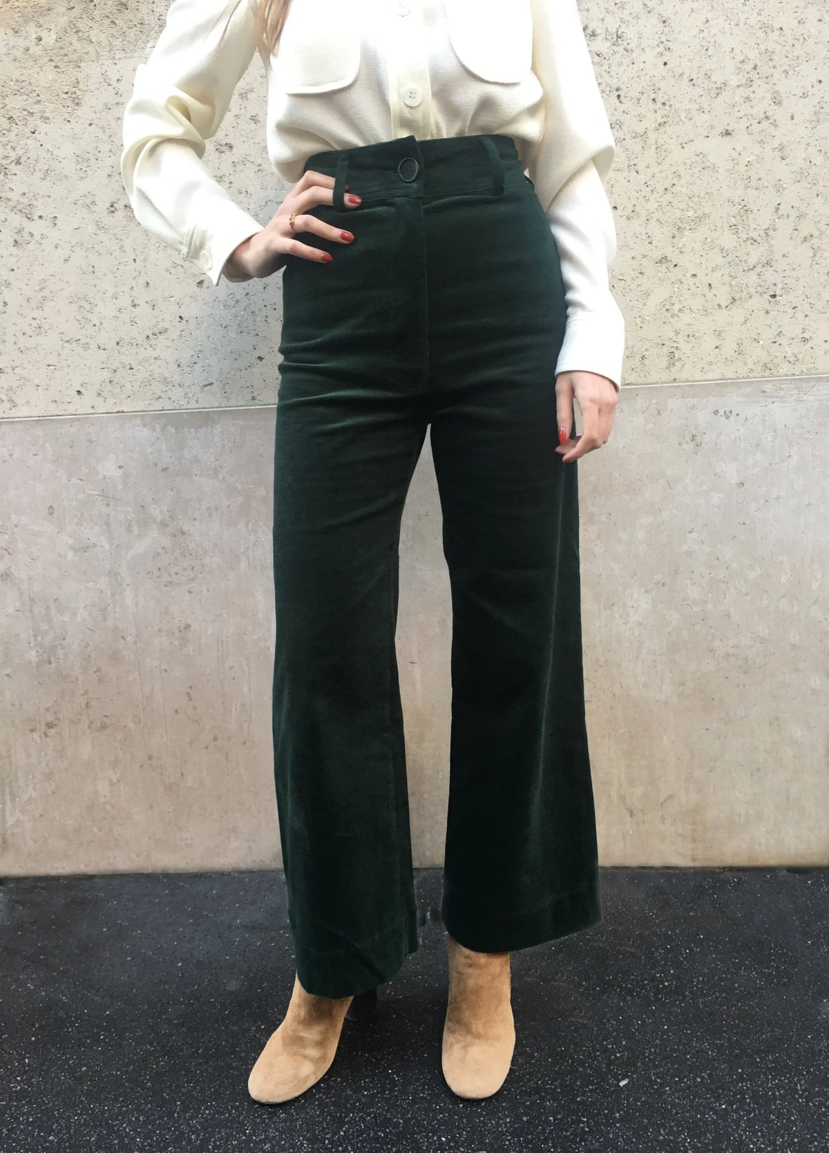Le Pantalon June Velours vert sapin, vue 1
