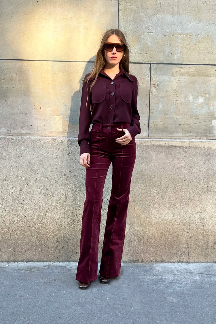 Pantalon Jackson velours bordeaux , vue 10