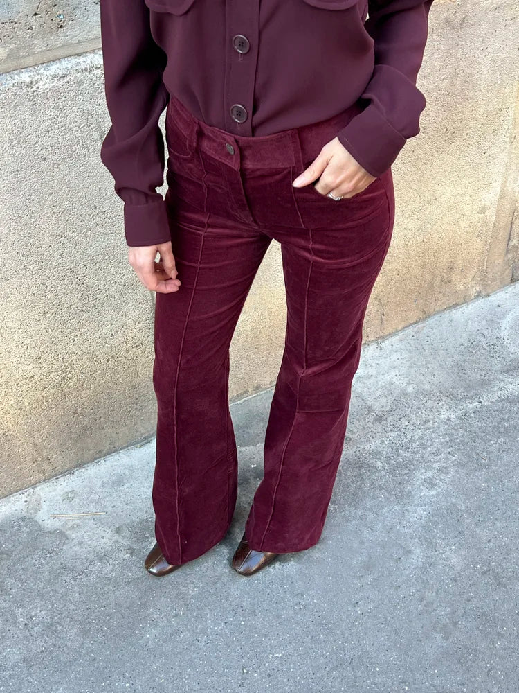 Pantalon Jackson velours bordeaux, vue 11