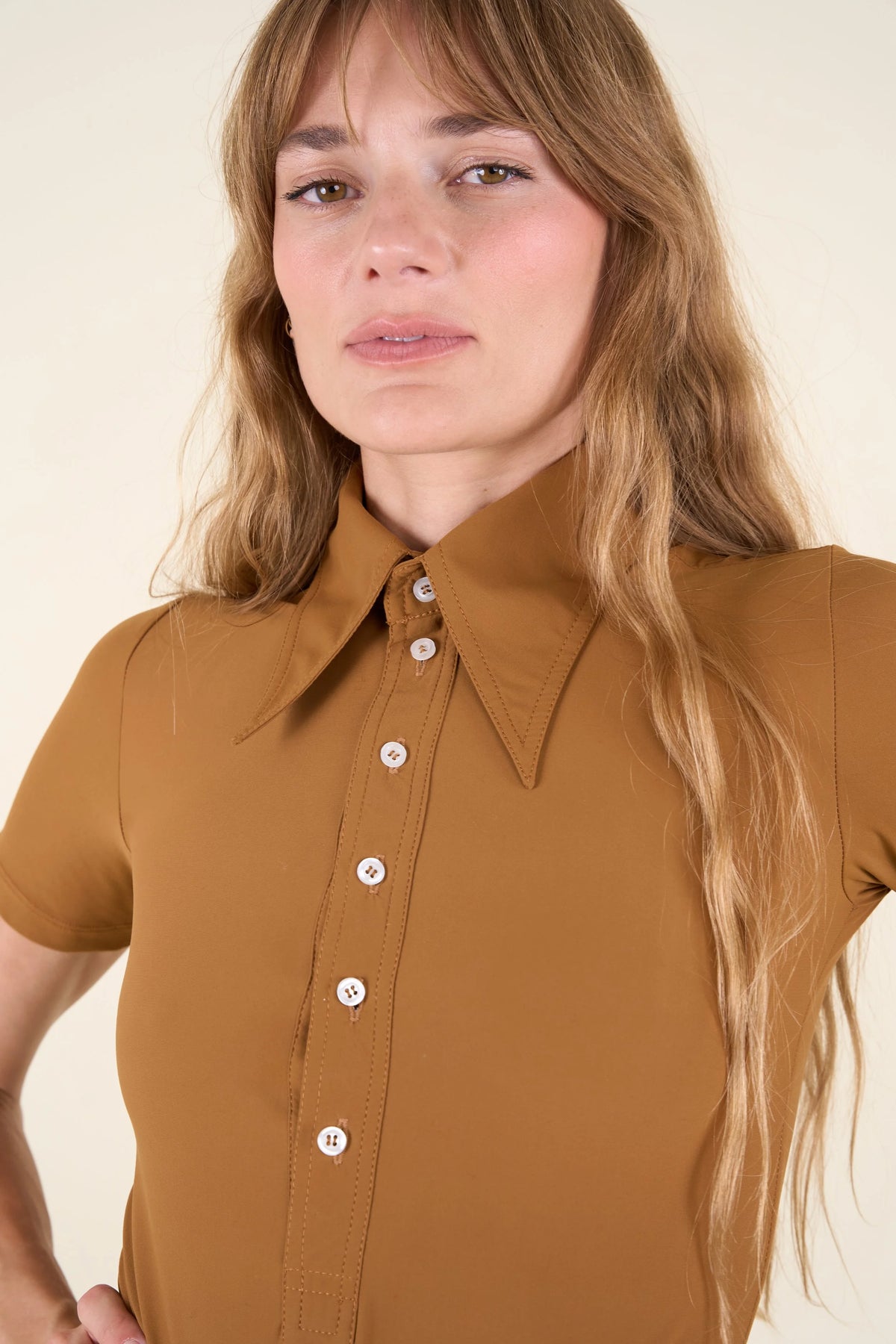 The Romy Polo in Biscuit, view 3