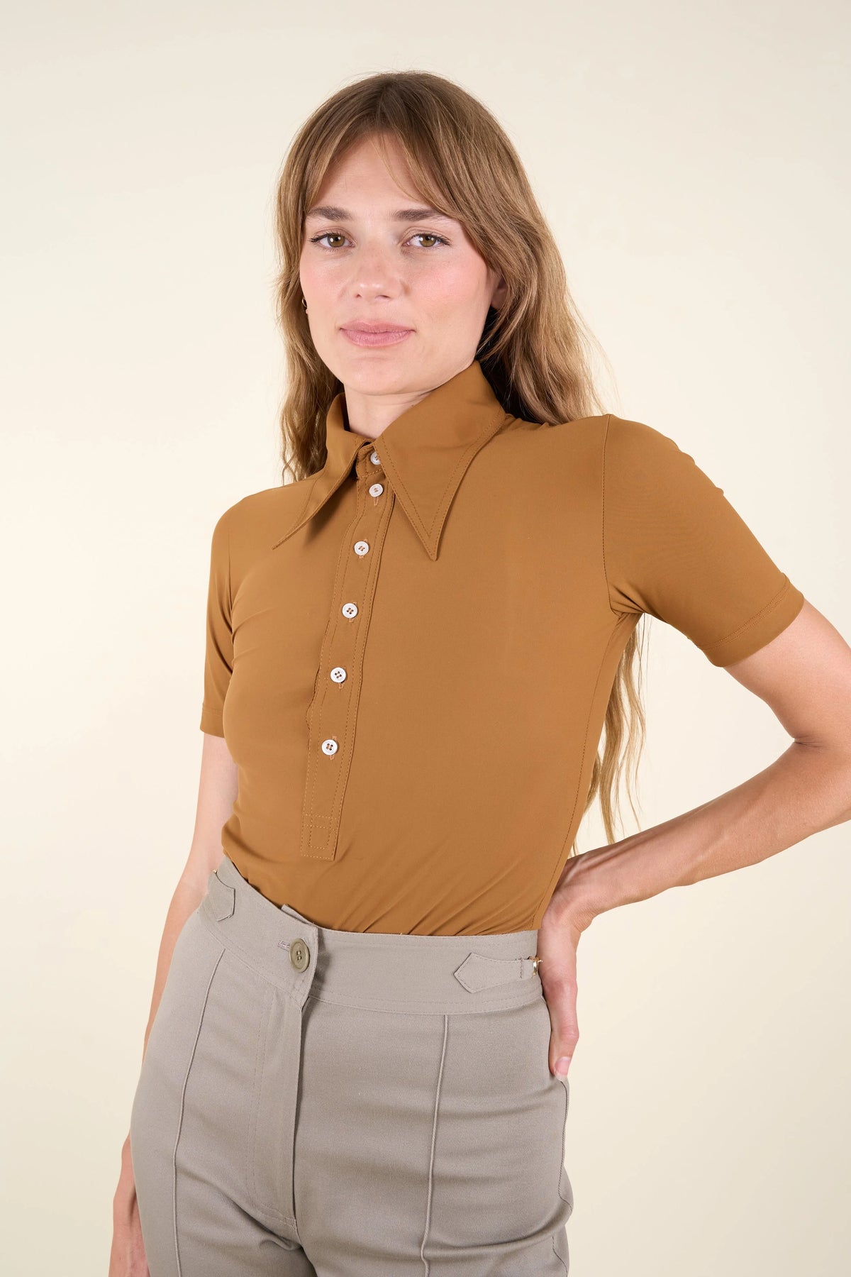 The Romy Polo in Biscuit, view 5