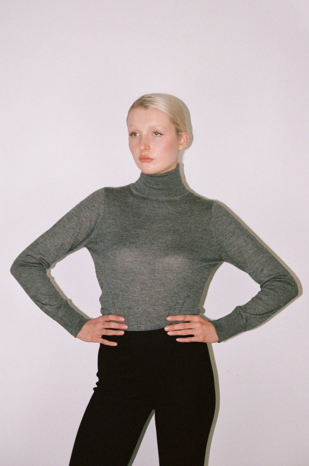 Le Pull Placide Col Roulé Cachemire gris chiné, vue 6