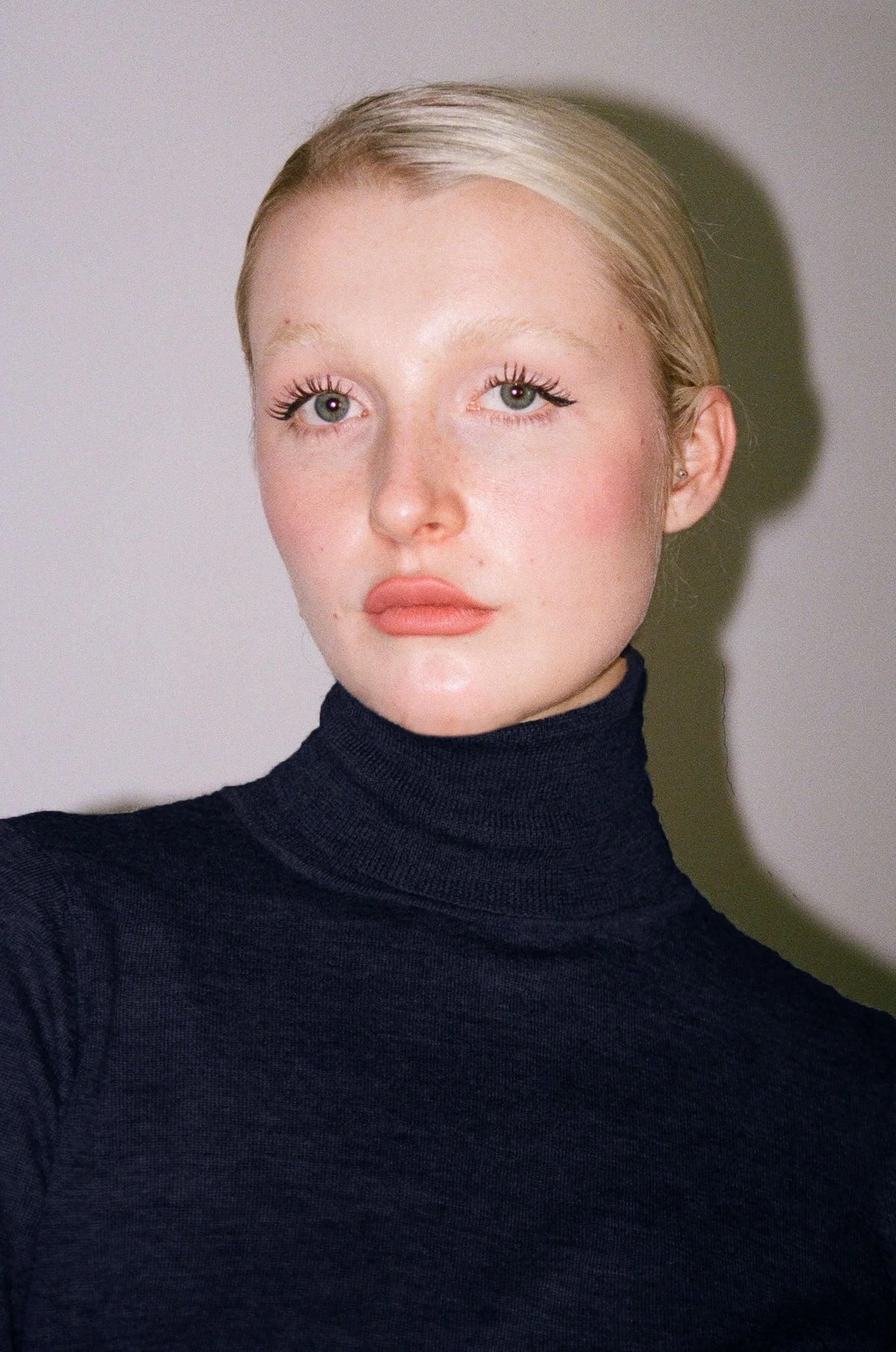 The Placide Turtleneck Sweater in Navy Cashmere, view 6