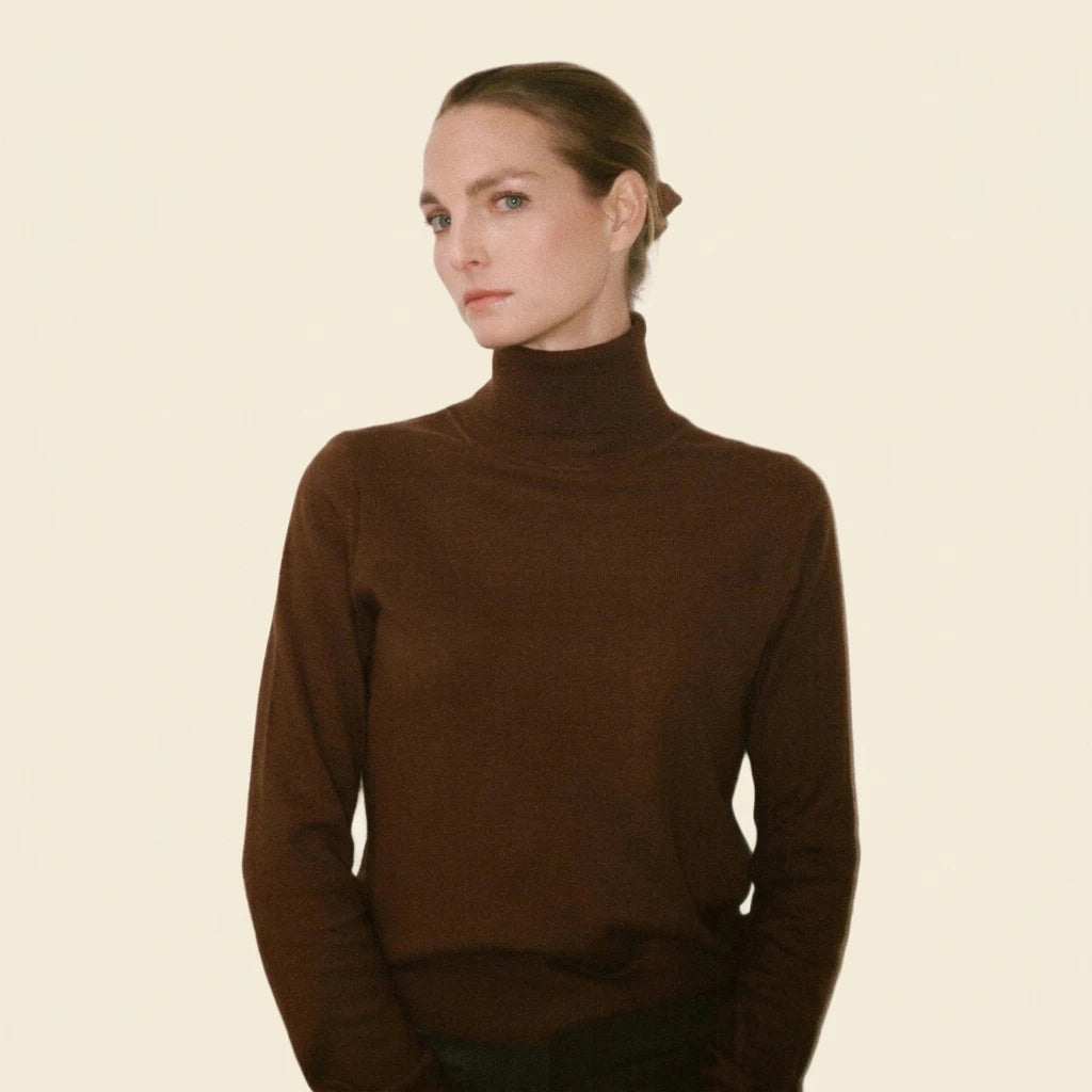 Le Pull Placide Col Roulé Soie & Cachemire noisette