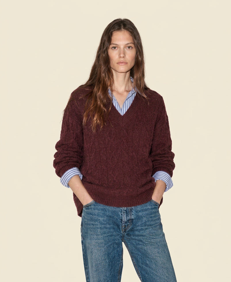 Le Pull Paul V grenat , vue 6