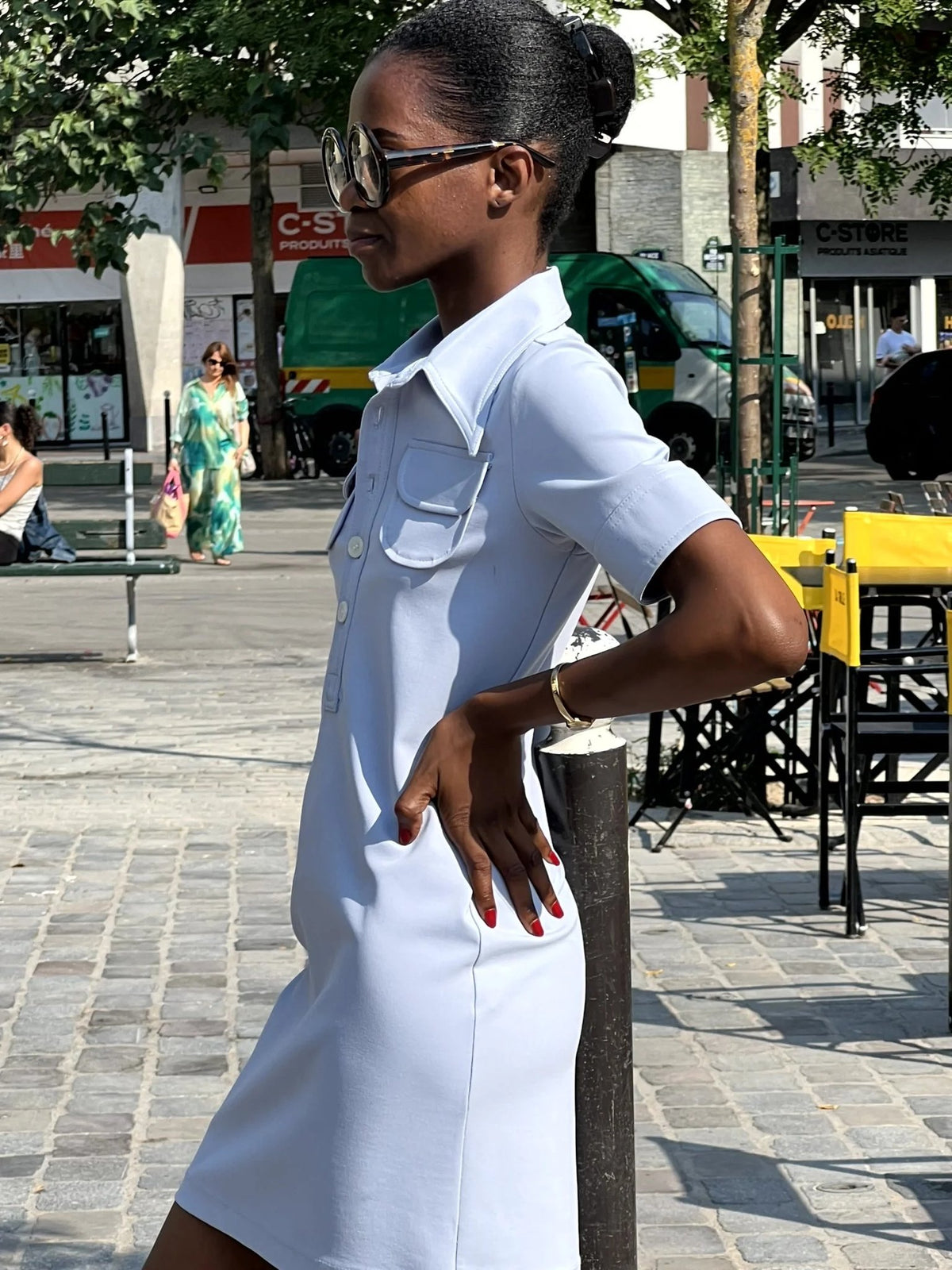The Polo Dress in Sky Blue, view 4