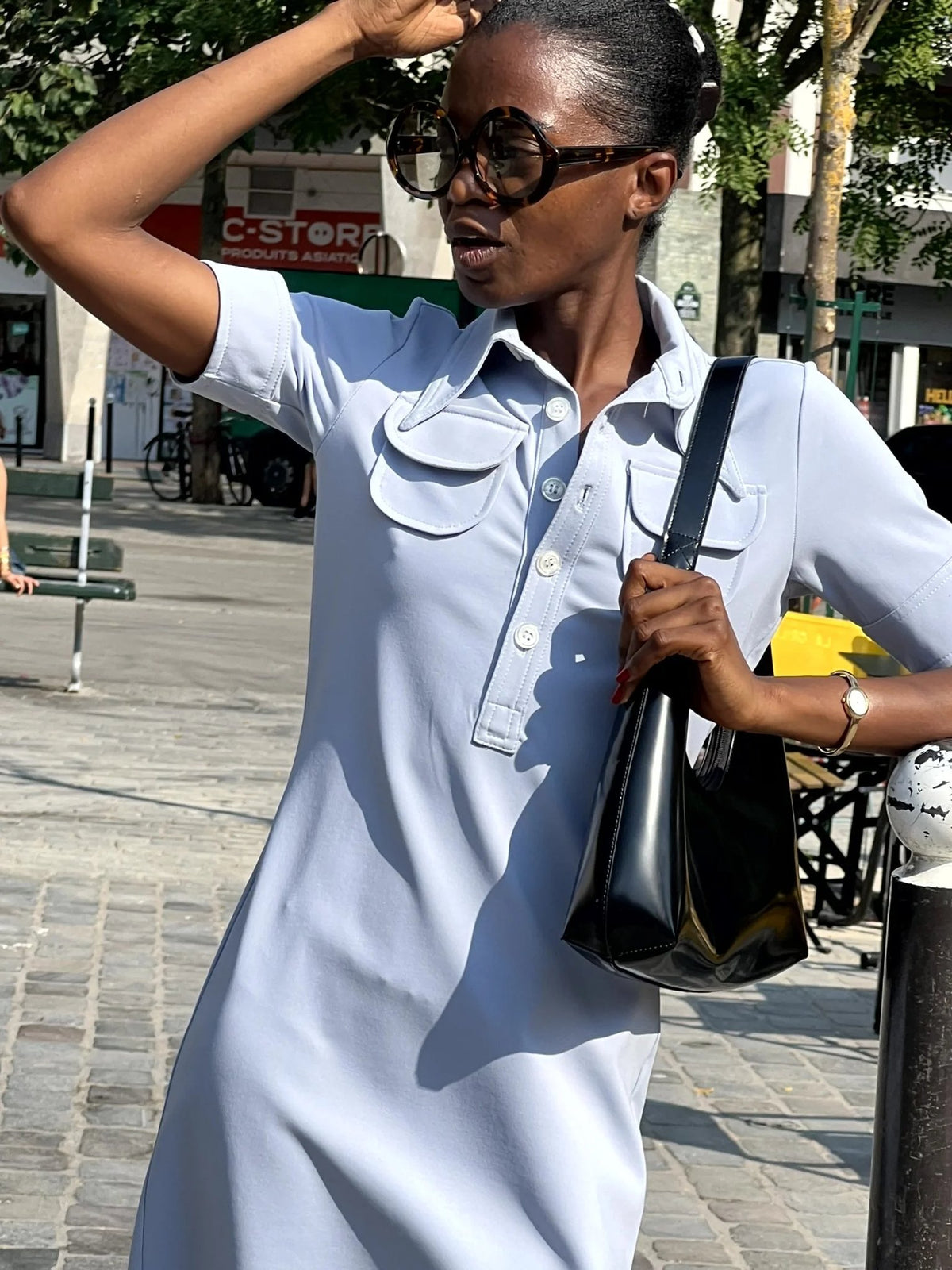 The Polo Dress in Sky Blue, view 8
