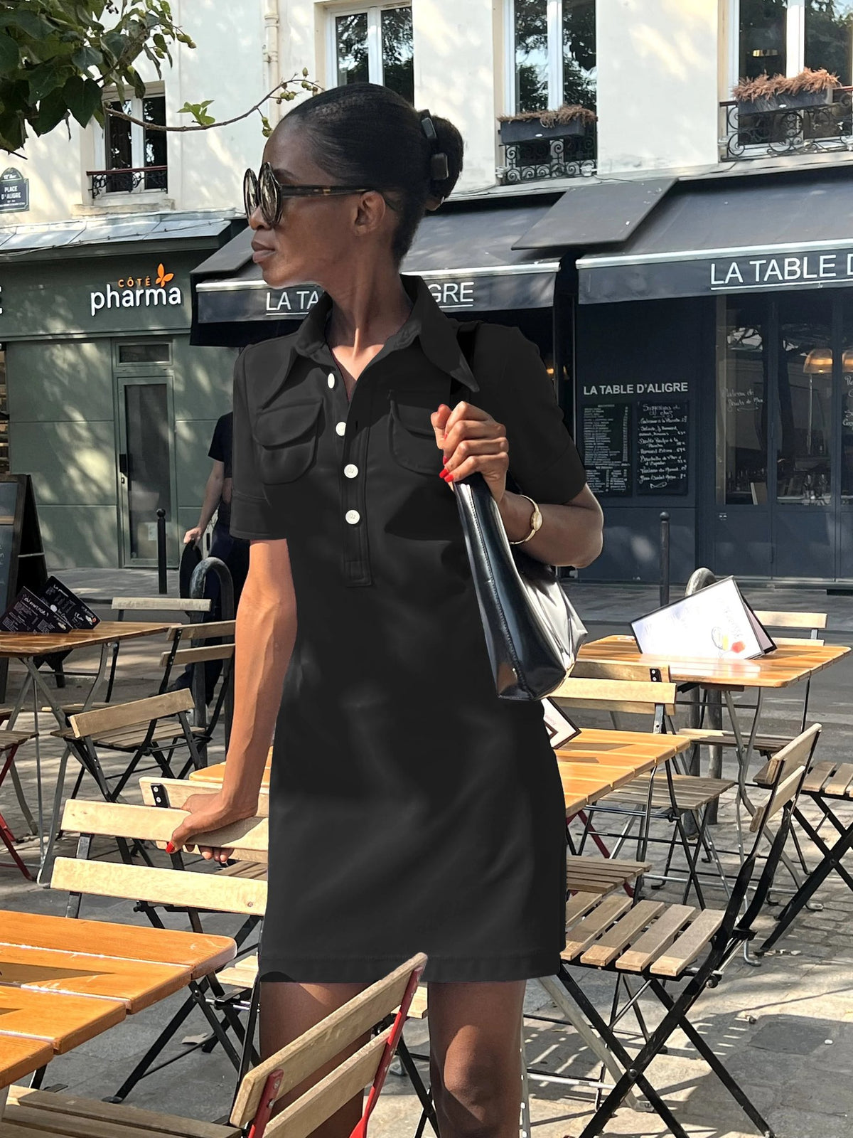 The Polo Dress in Black, view 2
