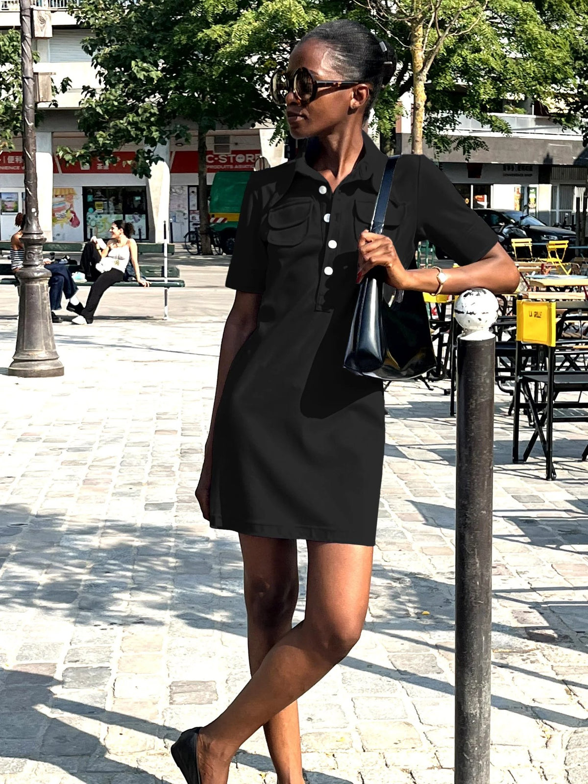 The Polo Dress in Black, view 3