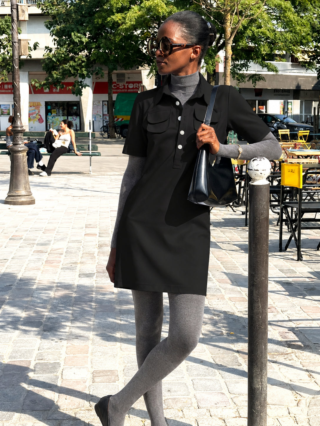 Robe polo noire , vue 4