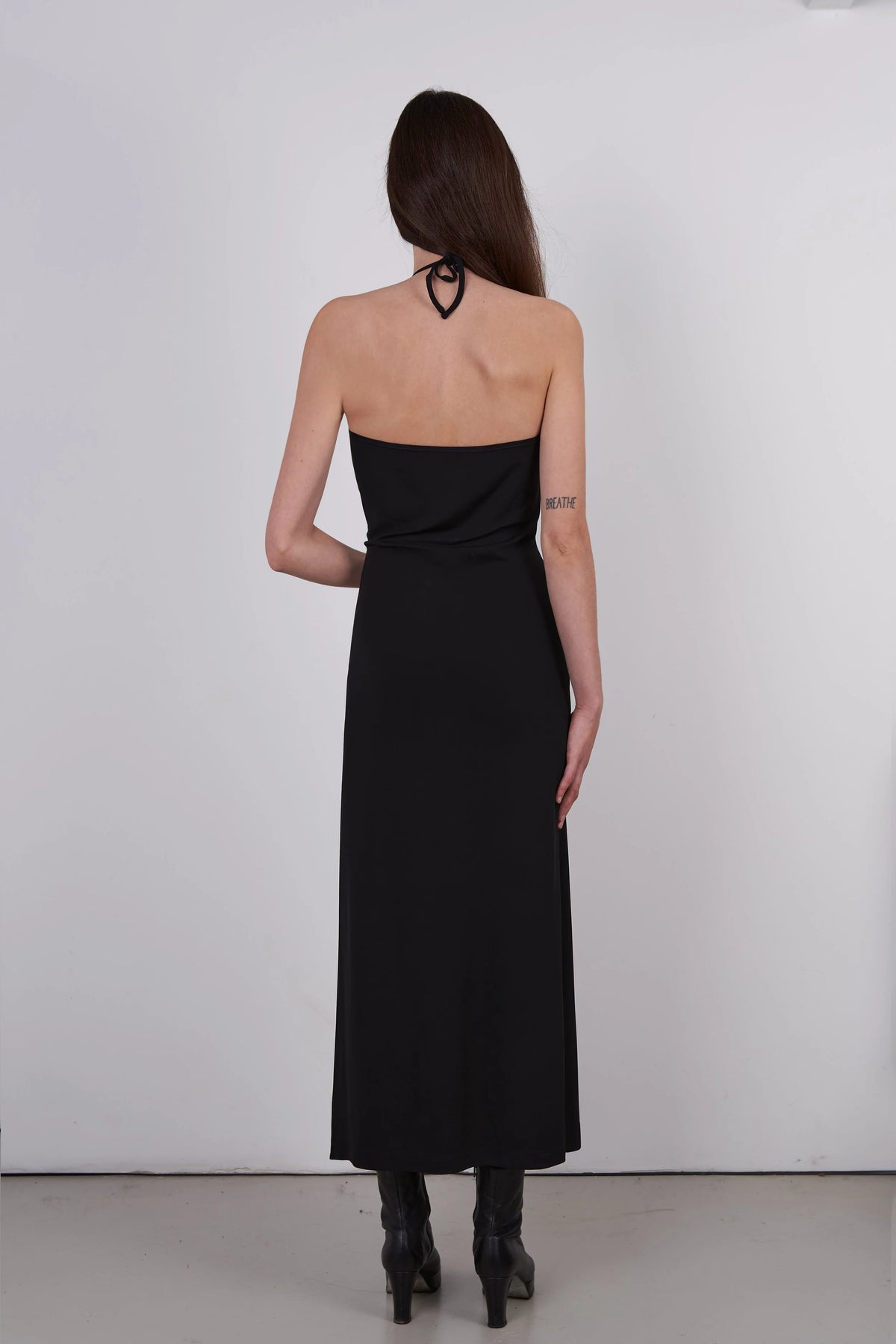The Long Biba Dress in Black, view 4