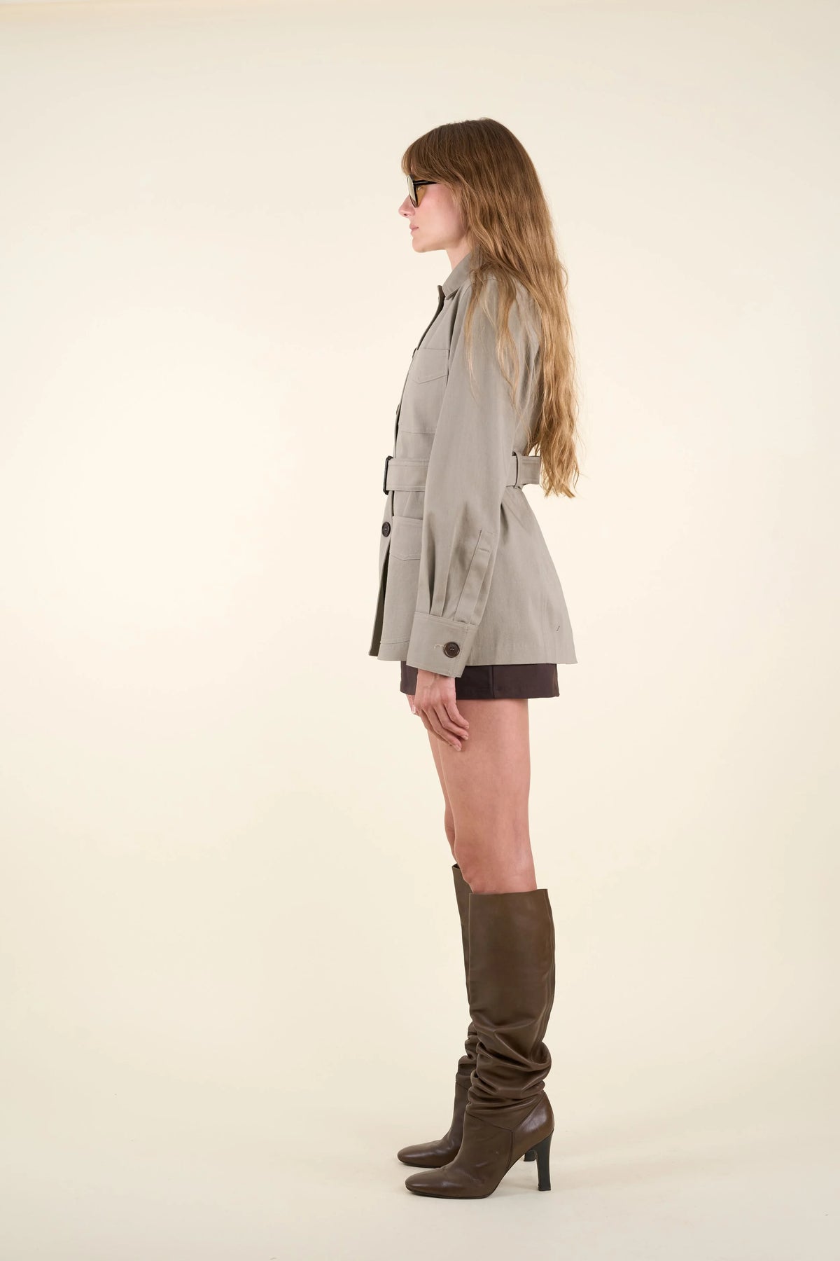 The Amy Safari Jacket in Deep Taupe, view 4